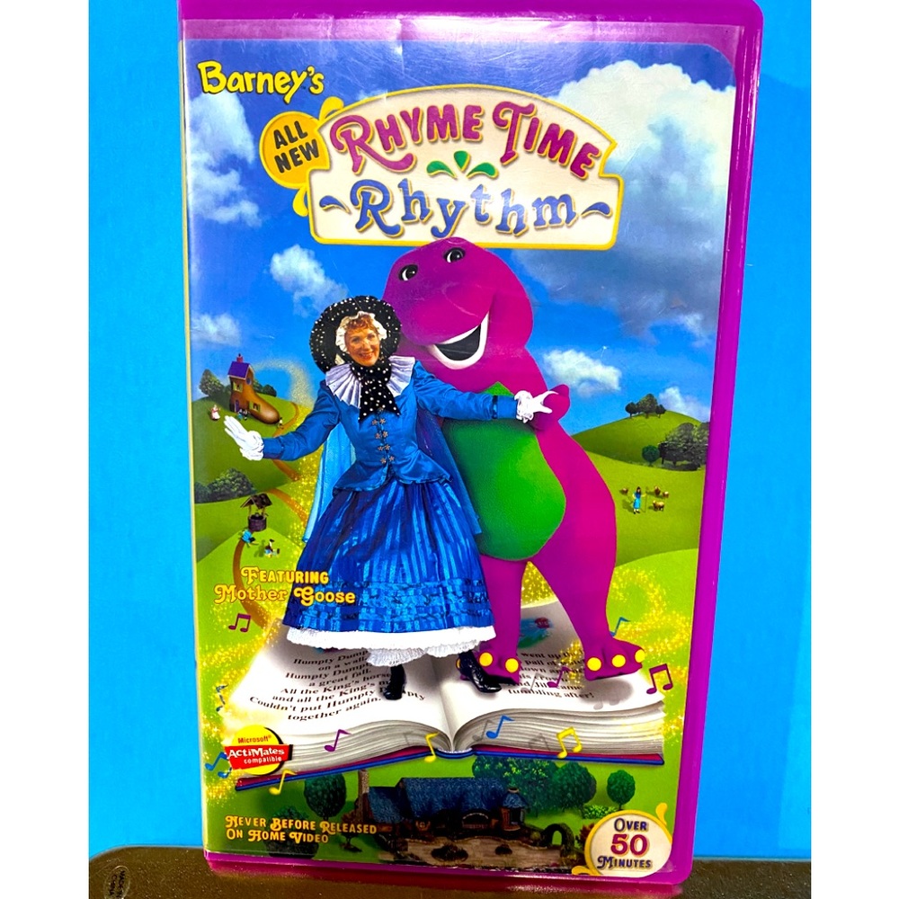 BARNEY THE PURPLE DINOSAUR VTG 1999 BARNEY’S RHYME TIME RHYTHM VHS IN CASE FUN!